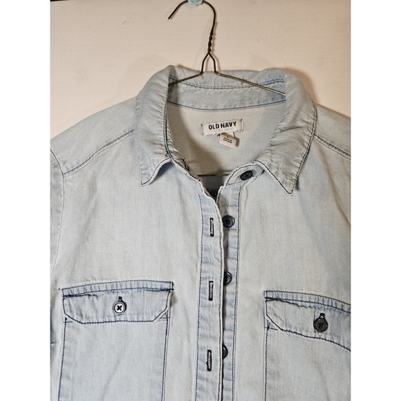 Lot Of 2 Old Navy Lightweight Denim Blue Long Sleeve Button Shirt Women's Small - Picture 11 of 16